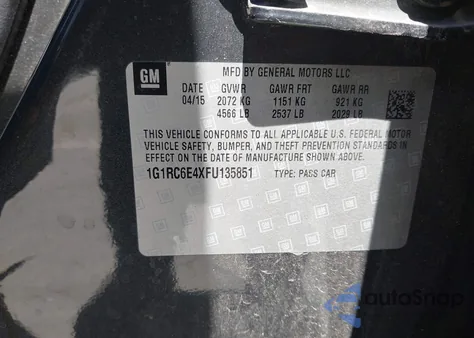 2015 Chevrolet Volt from USA, damaged, VIN 1G1RC6E4XFU135851